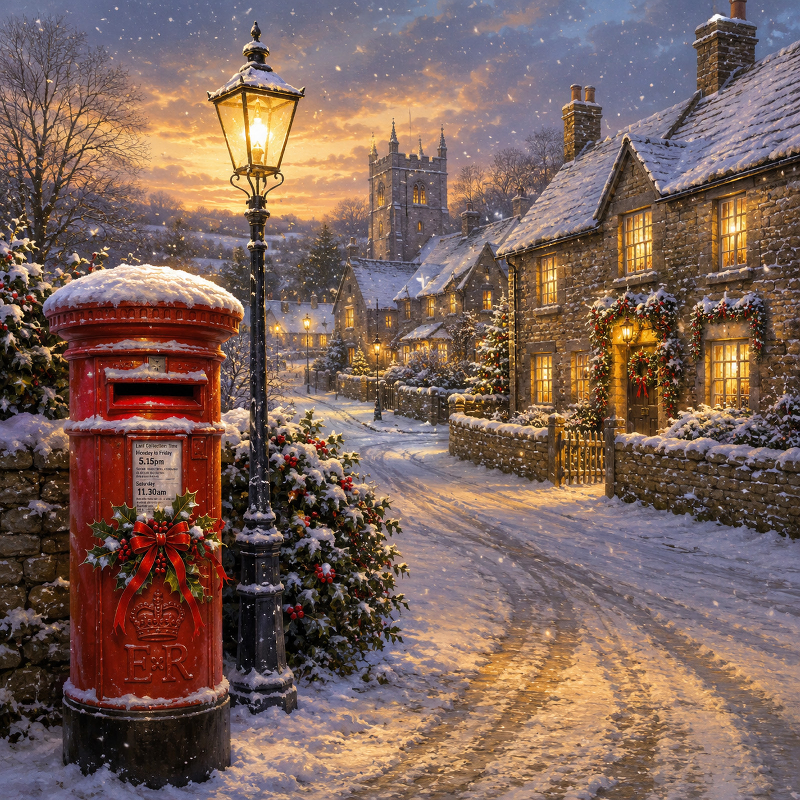 Village Postbox in Snow