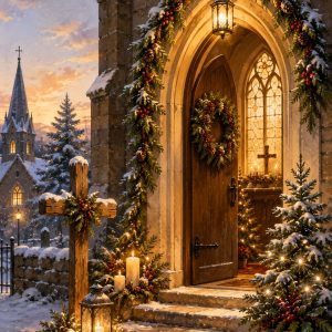 Christmas Church Doorway