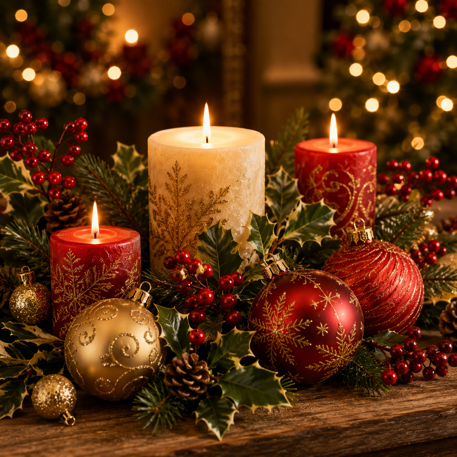 Christmas Candles and Baubles