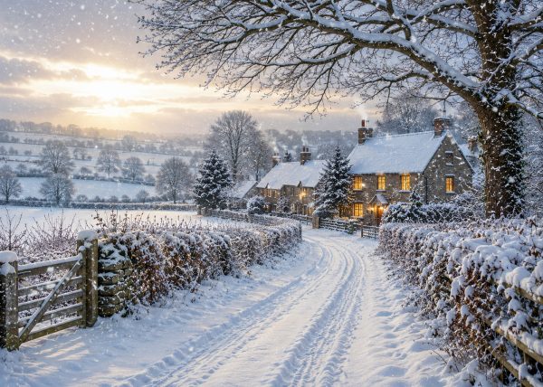 Snowy Country Lane