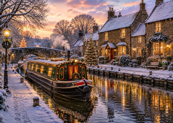 Snowy Canal Boat
