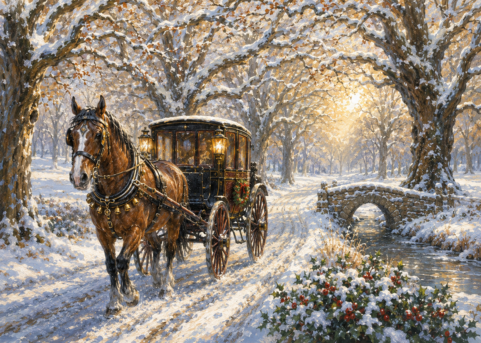 Horse and Carriage in Snow