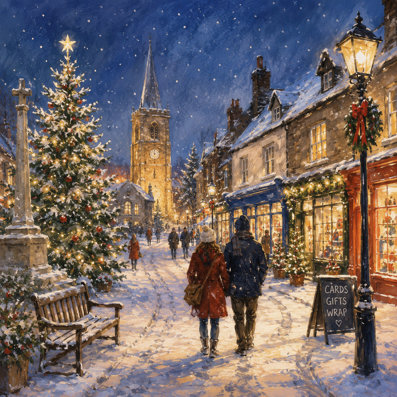 Snowy Village Street