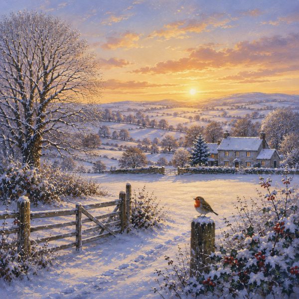 Winter Sunrise with Robin